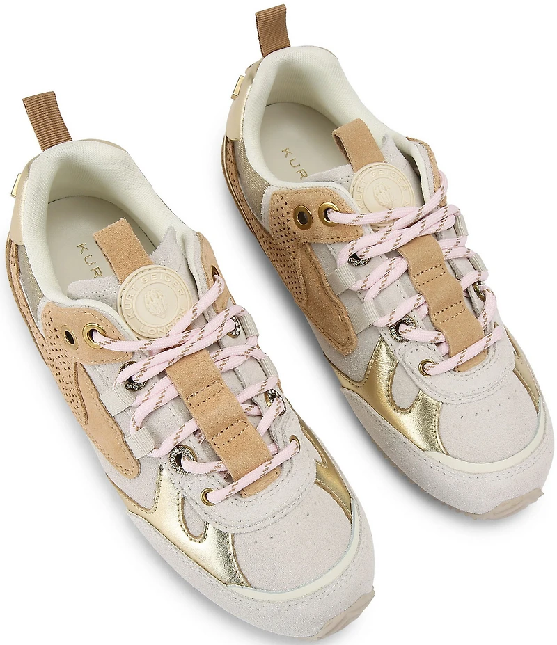 Kurt Geiger London Kurt Perforated Suede Leather Hardware Slim Runner Sneakers