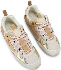 Kurt Geiger London Kurt Perforated Suede Leather Hardware Slim Runner Sneakers