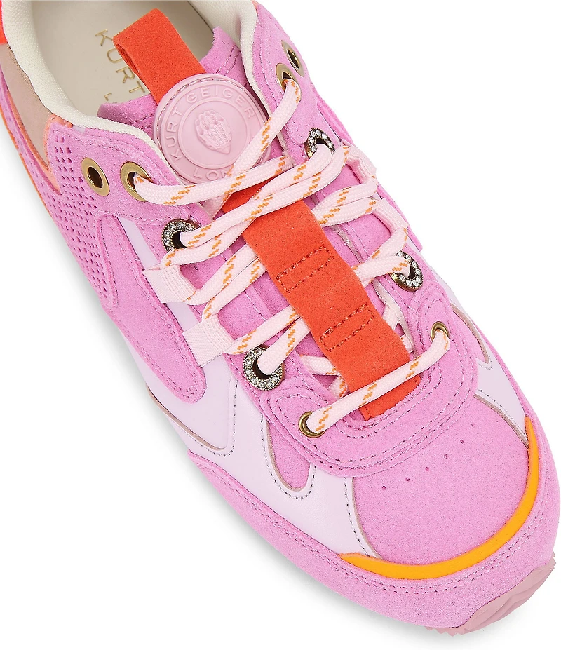 Kurt Geiger London Kurt Perforated Suede Leather Hardware Slim Runner Sneakers