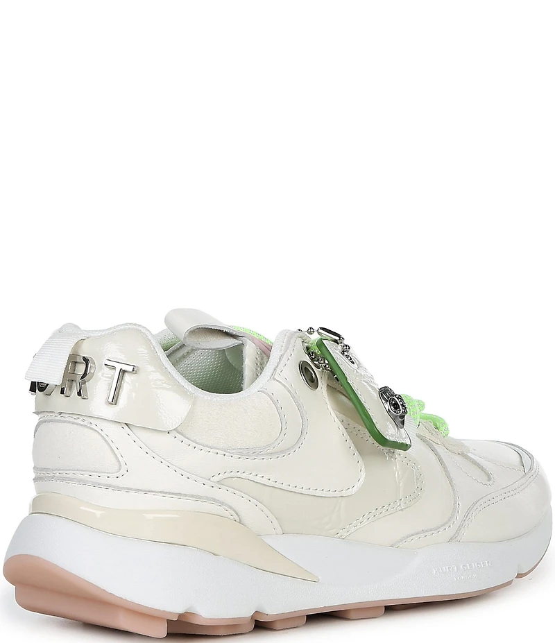 Kurt Geiger London Kurt Runner Leather Logo Tag Ornament Lace Up Sneakers