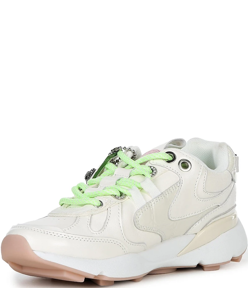 Kurt Geiger London Kurt Runner Leather Logo Tag Ornament Lace Up Sneakers
