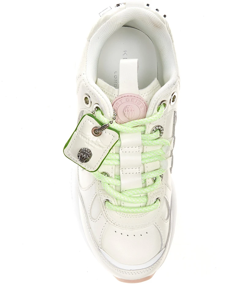 Kurt Geiger London Kurt Runner Leather Logo Tag Ornament Lace Up Sneakers