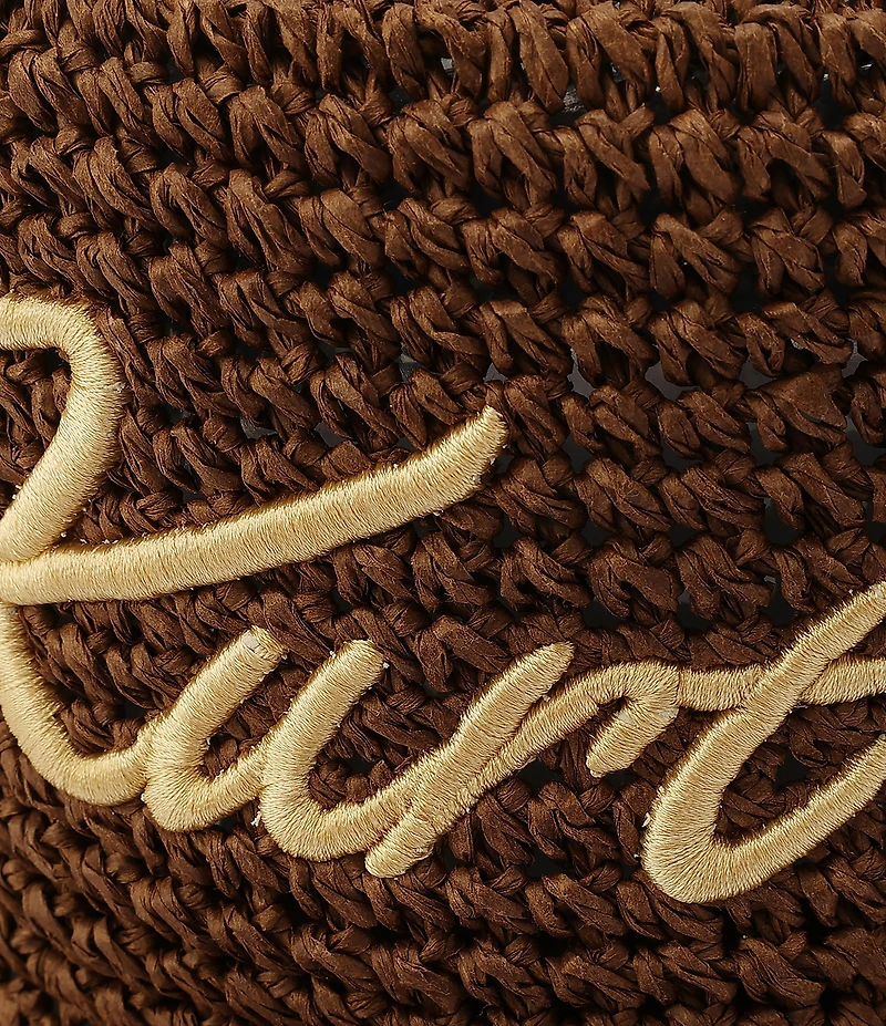 Kurt Geiger London Kurt Script Charm Bead Detail Woven Raffia Bucket Hat