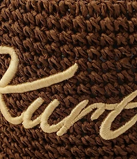 Kurt Geiger London Kurt Script Charm Bead Detail Woven Raffia Bucket Hat