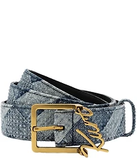 Kurt Geiger London Kurt Script Denim Woven Belt