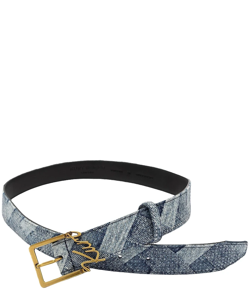Kurt Geiger London Kurt Script Denim Woven Belt