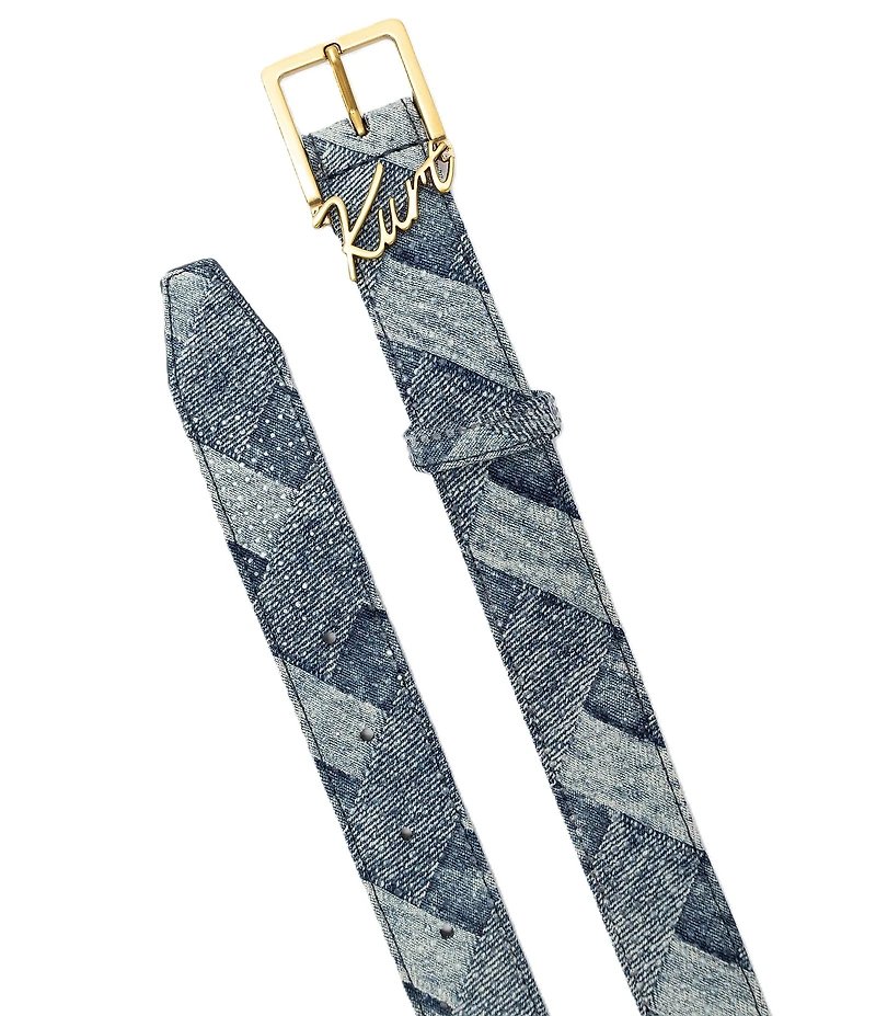Kurt Geiger London Kurt Script Denim Woven Belt