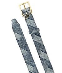 Kurt Geiger London Kurt Script Denim Woven Belt