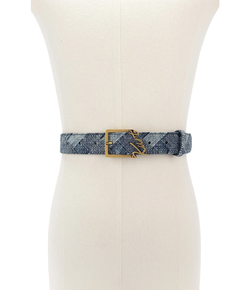 Kurt Geiger London Kurt Script Denim Woven Belt