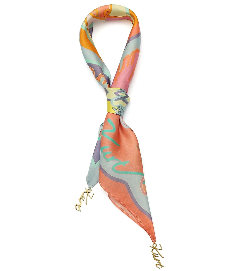 Kurt Geiger London Kurt Script Logo Tassel Bandana Scarf