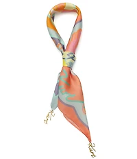 Kurt Geiger London Kurt Script Logo Tassel Bandana Scarf