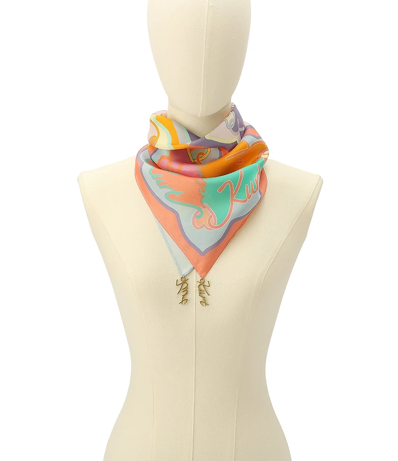 Kurt Geiger London Kurt Script Logo Tassel Bandana Scarf