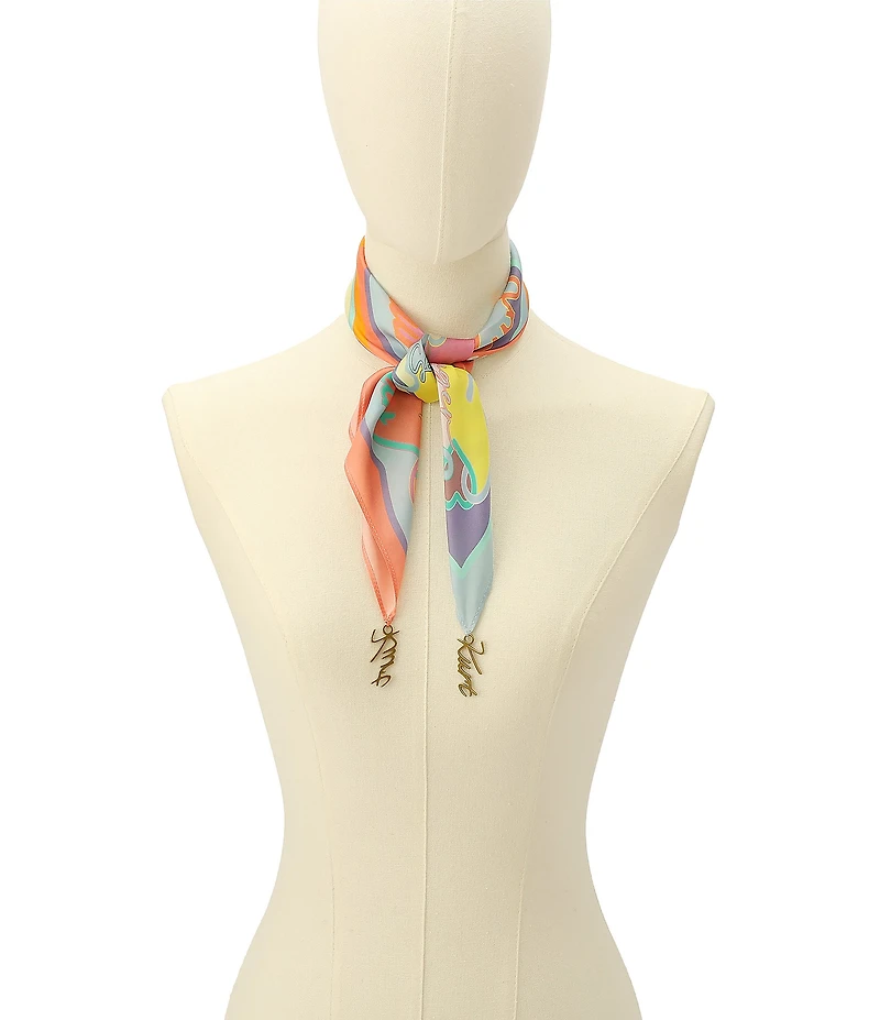 Kurt Geiger London Kurt Script Logo Tassel Bandana Scarf