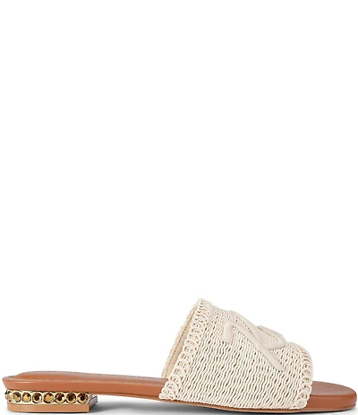 Kurt Geiger London Kurt Woven Logo Detail Studded Flat Slip On Sandals