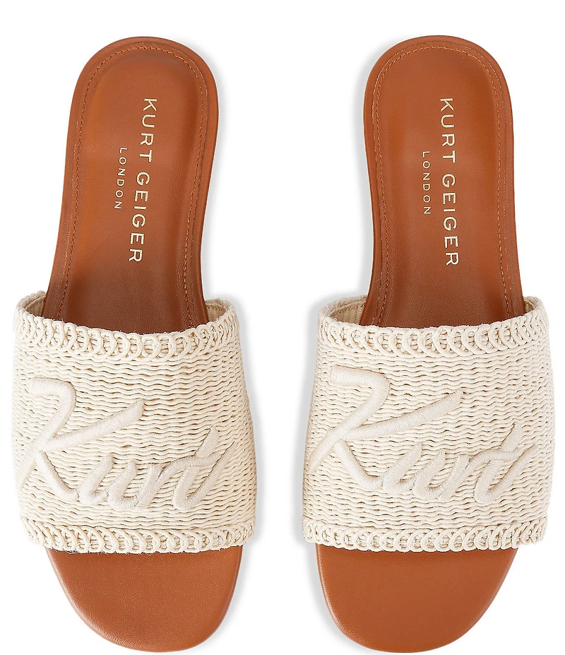 Kurt Geiger London Kurt Woven Logo Detail Studded Flat Slip On Sandals