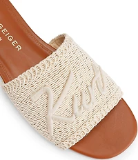 Kurt Geiger London Kurt Woven Logo Detail Studded Flat Slip On Sandals