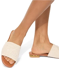 Kurt Geiger London Kurt Woven Logo Detail Studded Flat Slip On Sandals