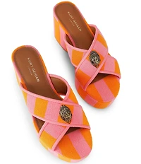 Kurt Geiger London Kurt's Cabana Eagle Striped Cross-Strap Platform Slide Sandals