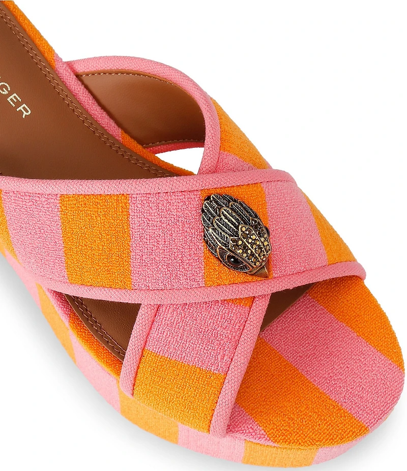 Kurt Geiger London Kurt's Cabana Eagle Striped Cross-Strap Platform Slide Sandals