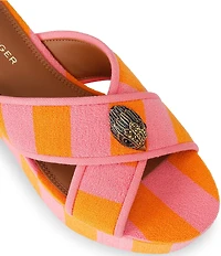 Kurt Geiger London Kurt's Cabana Eagle Striped Cross-Strap Platform Slide Sandals