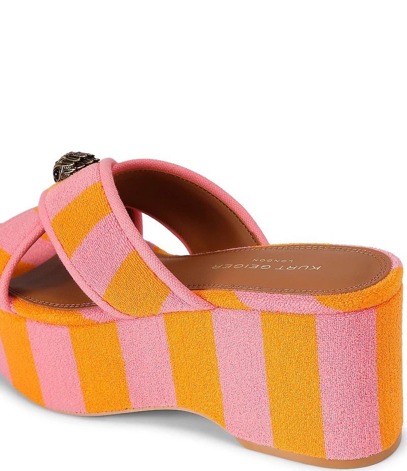 Kurt Geiger London Kurt's Cabana Eagle Striped Cross-Strap Platform Slide Sandals