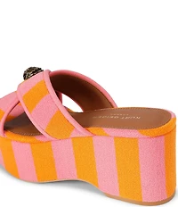 Kurt Geiger London Kurt's Cabana Eagle Striped Cross-Strap Platform Slide Sandals