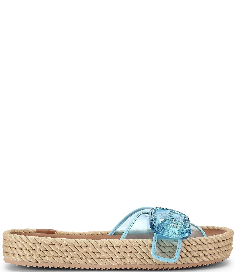 Kurt Geiger London Kurt's Cabana Mayfair Vinyl Jewel Rope Platform Slide Sandals