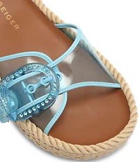 Kurt Geiger London Kurt's Cabana Mayfair Vinyl Jewel Rope Platform Slide Sandals