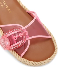 Kurt Geiger London Kurt's Cabana Mayfair Vinyl Jewel Rope Platform Slide Sandals