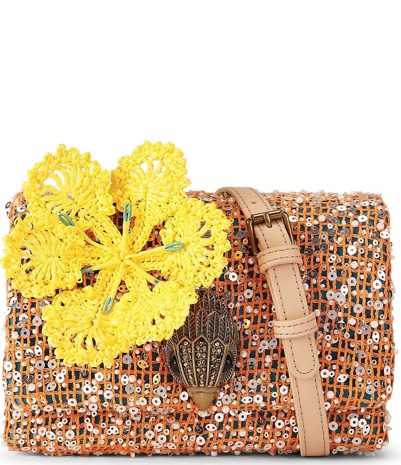 Kurt Geiger London Kurt's Cabana Mini Kensington Flap Sequin Woven Overlay Crossbody Bag