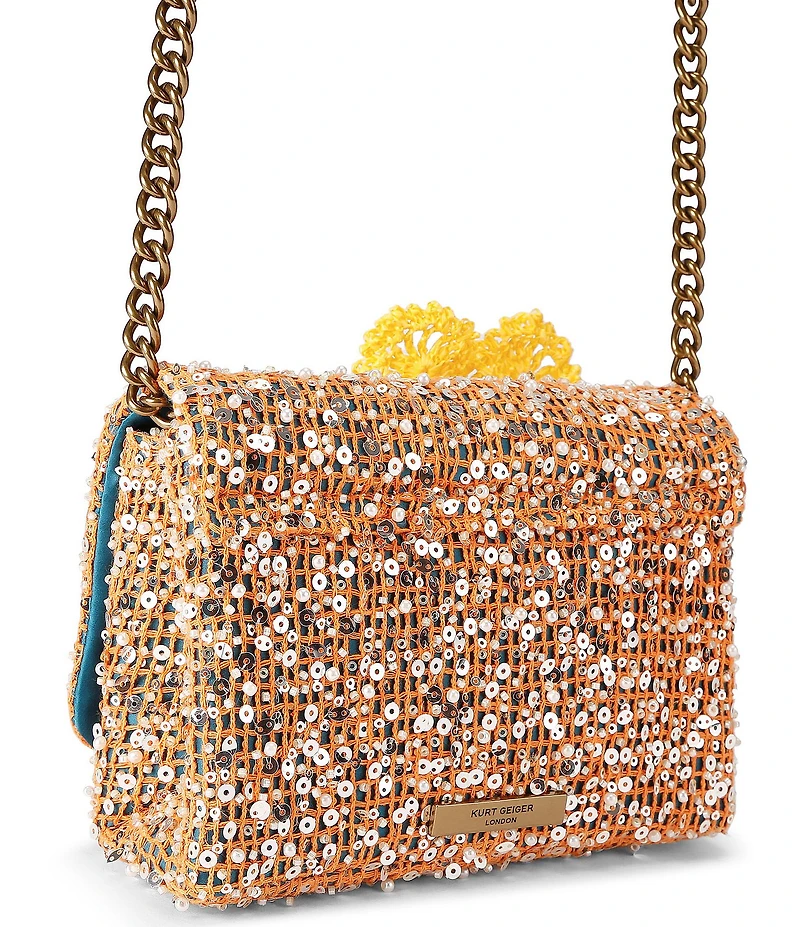 Kurt Geiger London Kurt's Cabana Mini Kensington Flap Sequin Woven Overlay Crossbody Bag