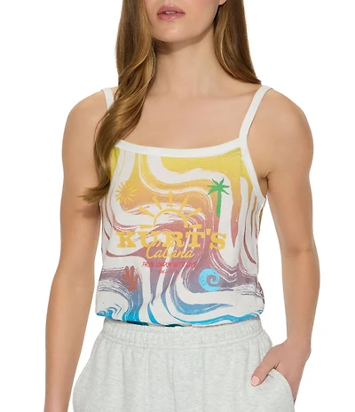 Kurt Geiger London Kurt's Cabana Swirl Print Square Neck Sleeveless Cami