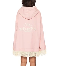 Kurt Geiger London Kurt's Cabana V-Neck Long Sleeve Terry Cloth Fringe Trim Hoodie