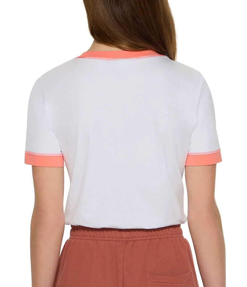 Kurt Geiger London Kurt's Scoop Neck Short Sleeve Logo Cropped Tee