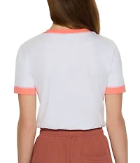 Kurt Geiger London Kurt's Scoop Neck Short Sleeve Logo Cropped Tee