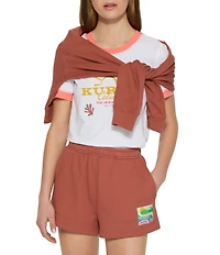 Kurt Geiger London Kurt's Scoop Neck Short Sleeve Logo Cropped Tee