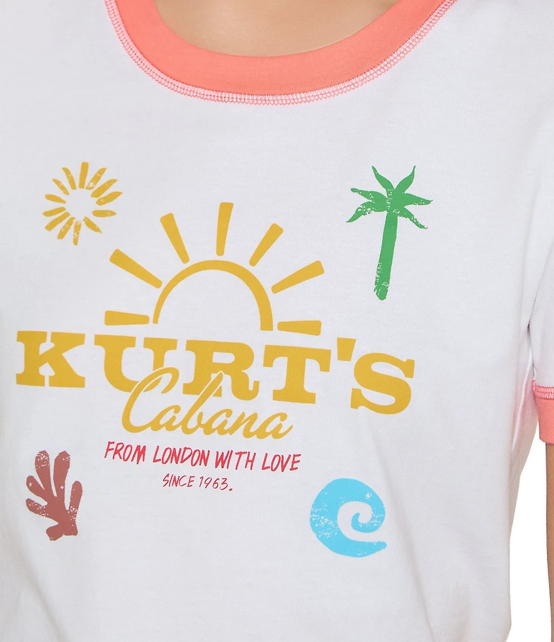 Kurt Geiger London Kurt's Scoop Neck Short Sleeve Logo Cropped Tee