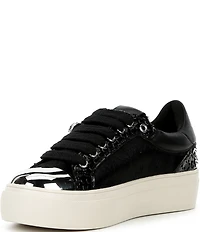 Kurt Geiger London Lana Haircalf Embossed Leather Trim Metallic Cap Toe Platform Sneakers