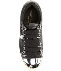 Kurt Geiger London Lana Haircalf Embossed Leather Trim Metallic Cap Toe Platform Sneakers