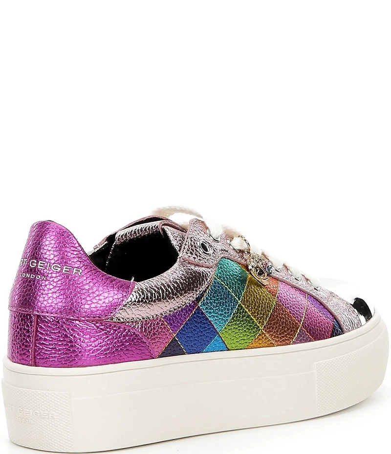 Kurt Geiger London Lana Metallic Leather Toe Cap Sneakers