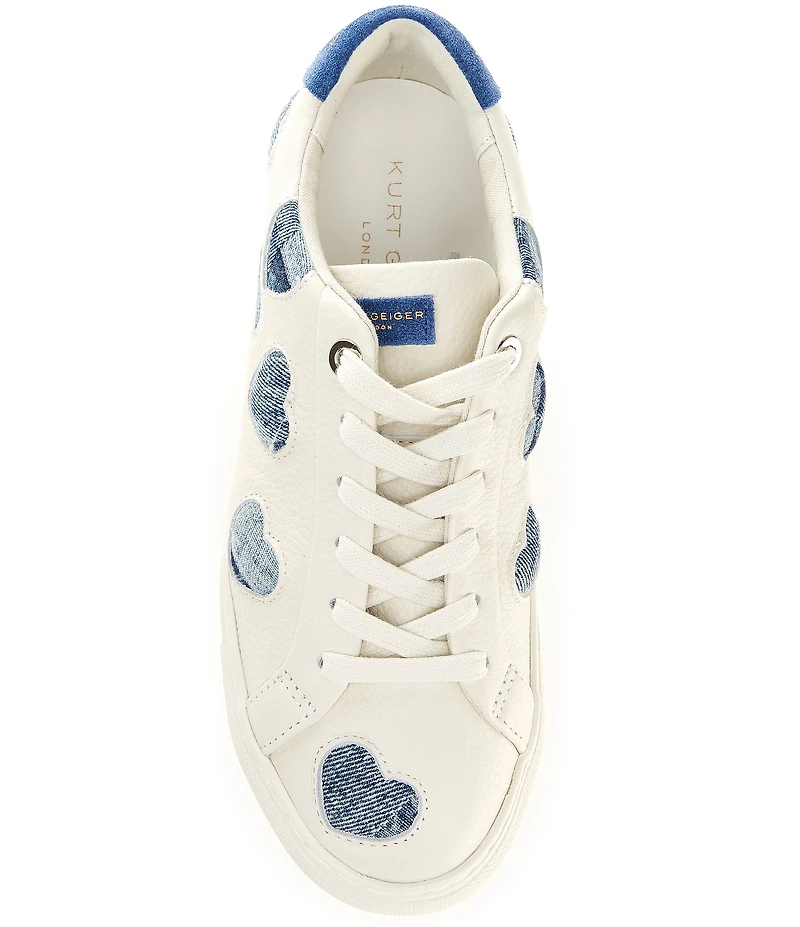 Kurt Geiger London Lane Love Denim Heart Lace Up Sneakers