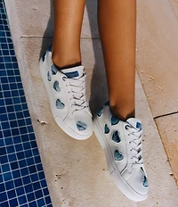 Kurt Geiger London Lane Love Denim Heart Lace Up Sneakers