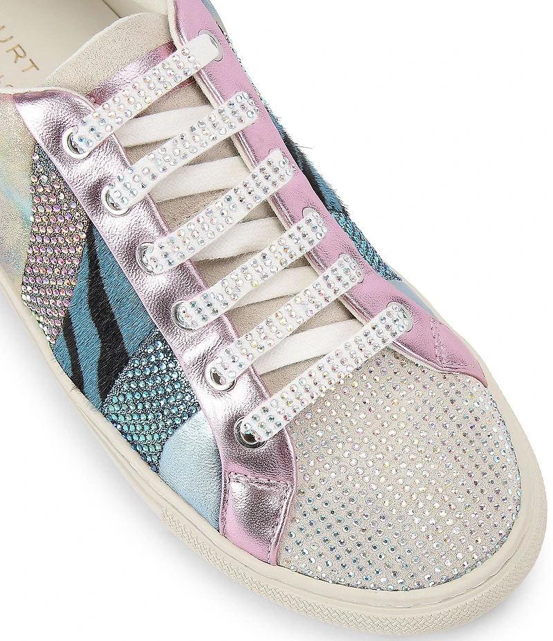 Kurt Geiger London Lane Wave Mixed Print Crystal Sneakers
