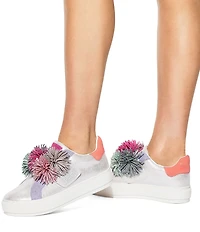Kurt Geiger London Laney Metallic Embellished Suede Pom Pom Sneakers