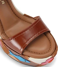 Kurt Geiger London Leather and Suede Patchwork Platform Wedge Sandals