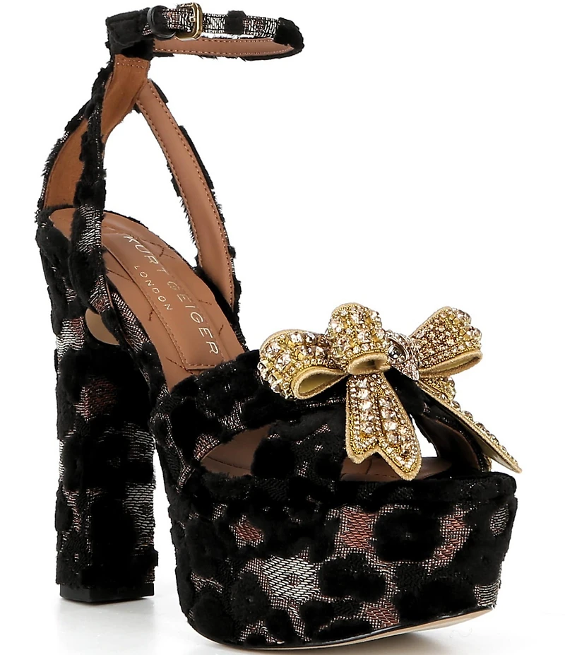 Kurt Geiger London Crystal Embellished Bow Platform Dress Sandals