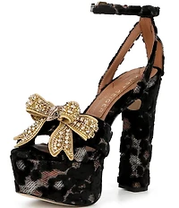 Kurt Geiger London Crystal Embellished Bow Platform Dress Sandals