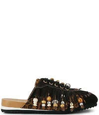 Kurt Geiger London Leopard Islington P Beaded Fringe Suede Mule Sneakers