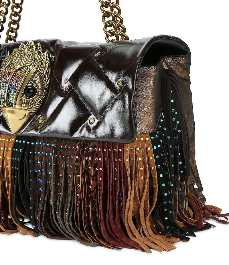 Kurt Geiger London Macro Kensington Embellished Fringe Shoulder Bag