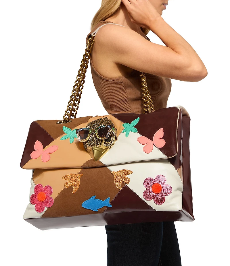 Kurt Geiger London Macro Kensington Leather Sunglass Eagle Head Butterfly Floral Crossbody Shoulder Bag